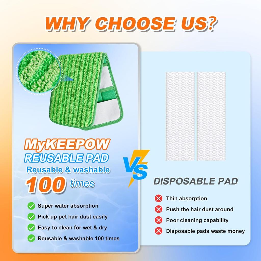 XL Wet Pads Refills for Swiffer XL Dry Sweeping Cloths Reusable XL Wet Mopping Pad Cleaning Cloths Microfiber Mop Pads for Hardwood Floor Cleaning