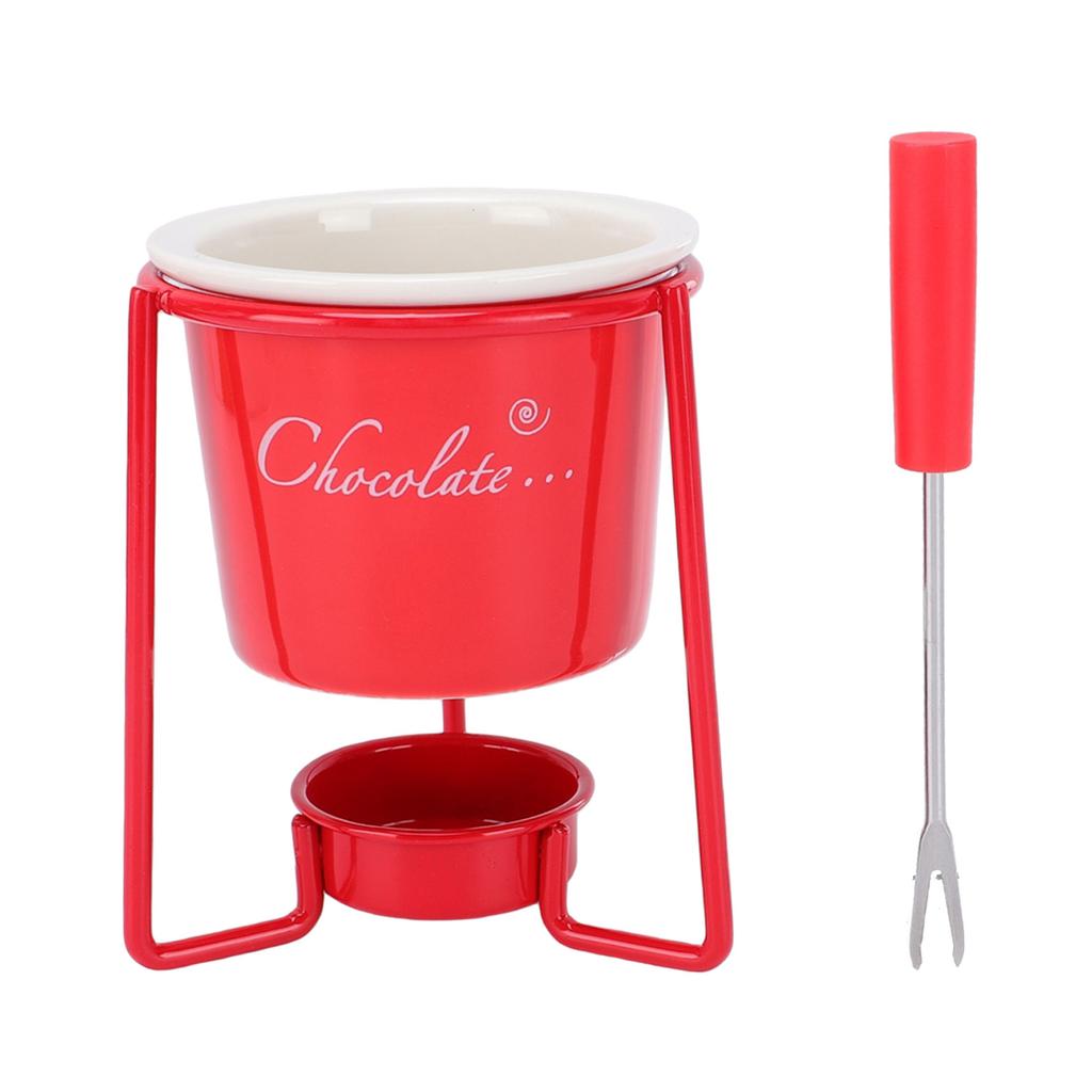 Juego de Tazas para Fondue de Chocolate Taza Multifuncional de Cerámica para Derretir Chocolate con Tenedores Soporte para Tazas para Dulces