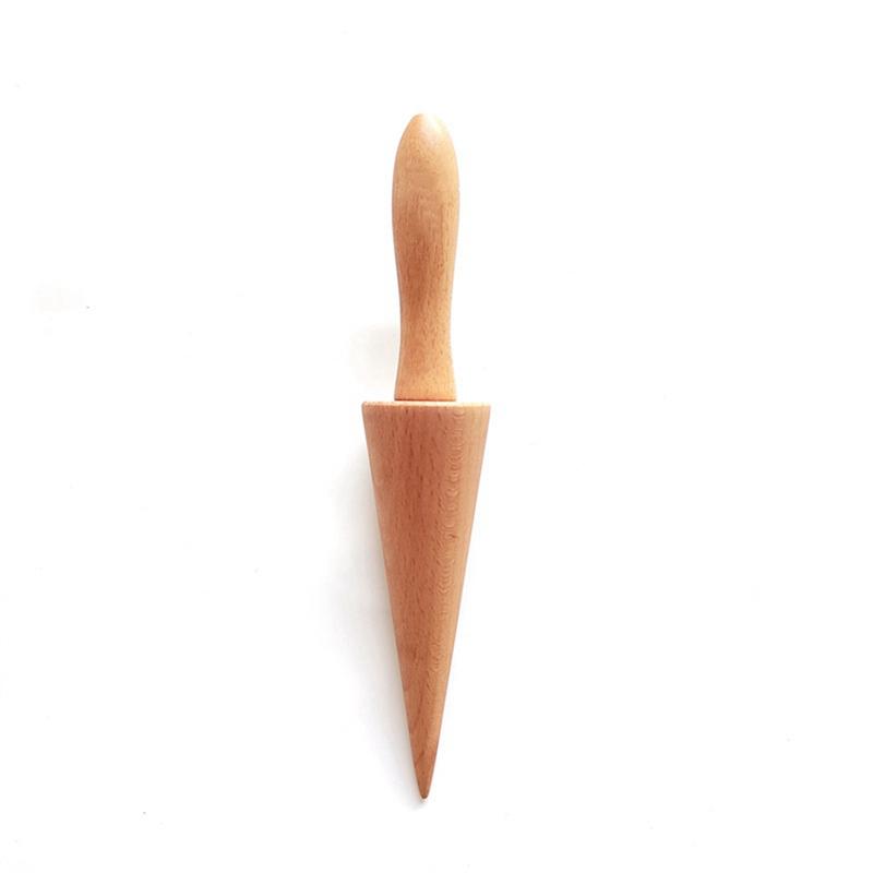 AD23-Ice Cream Waffle Cone Roller, Strong And Smooth Cone Roller, Wooden Pizzelle Cone, Handle Waffle Cone Shaped Tool