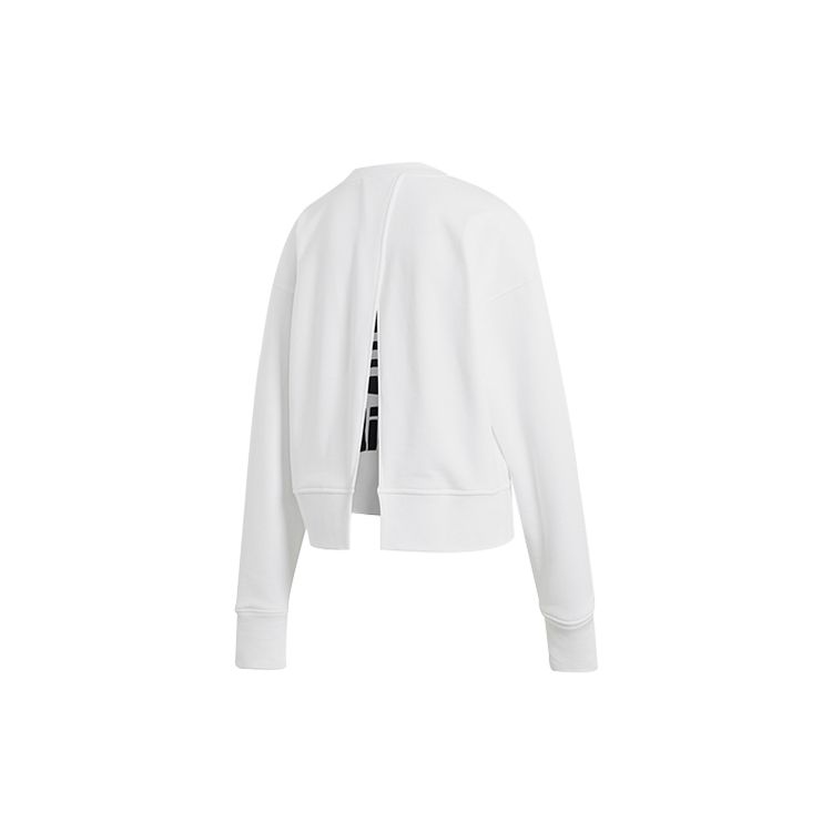 Adidas Originals Trefoil Sweater Crew Neck Pullover Letter Print Long Sleeve Sweatshirt Women Sweater White EC5777