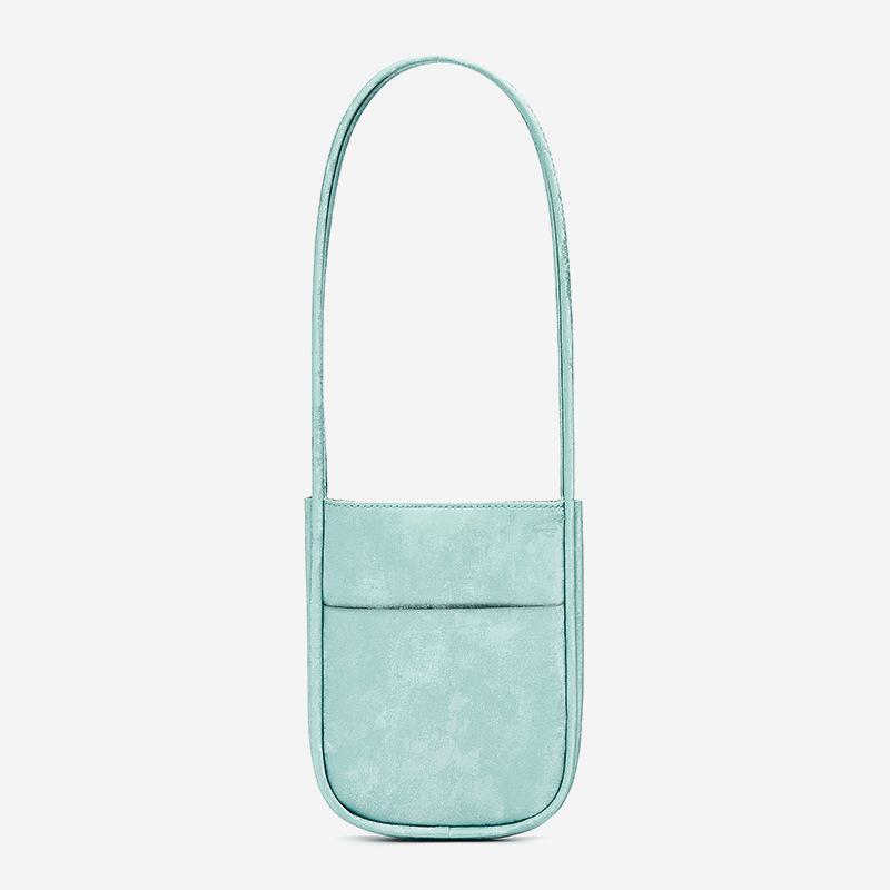 Chinese Silk Cowhide Mini Handbag Retro Small Shoulder Bag High-end Vertical Armpit Bag