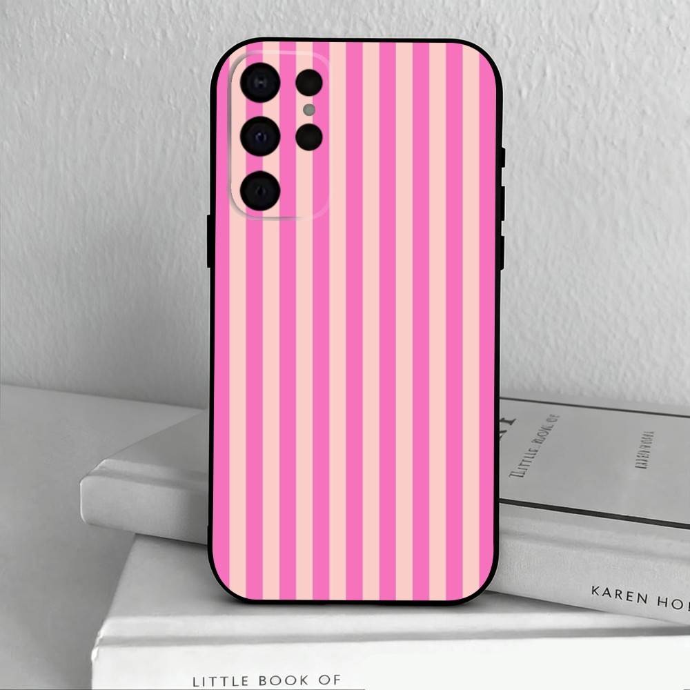 S-Striped Color-Blocking Art P-Pattern  Phone Case For Samsung S25,24,23,22,30,21,10,9,Ultra,Plus,Lite,FE,4,5 G Soft Black Case