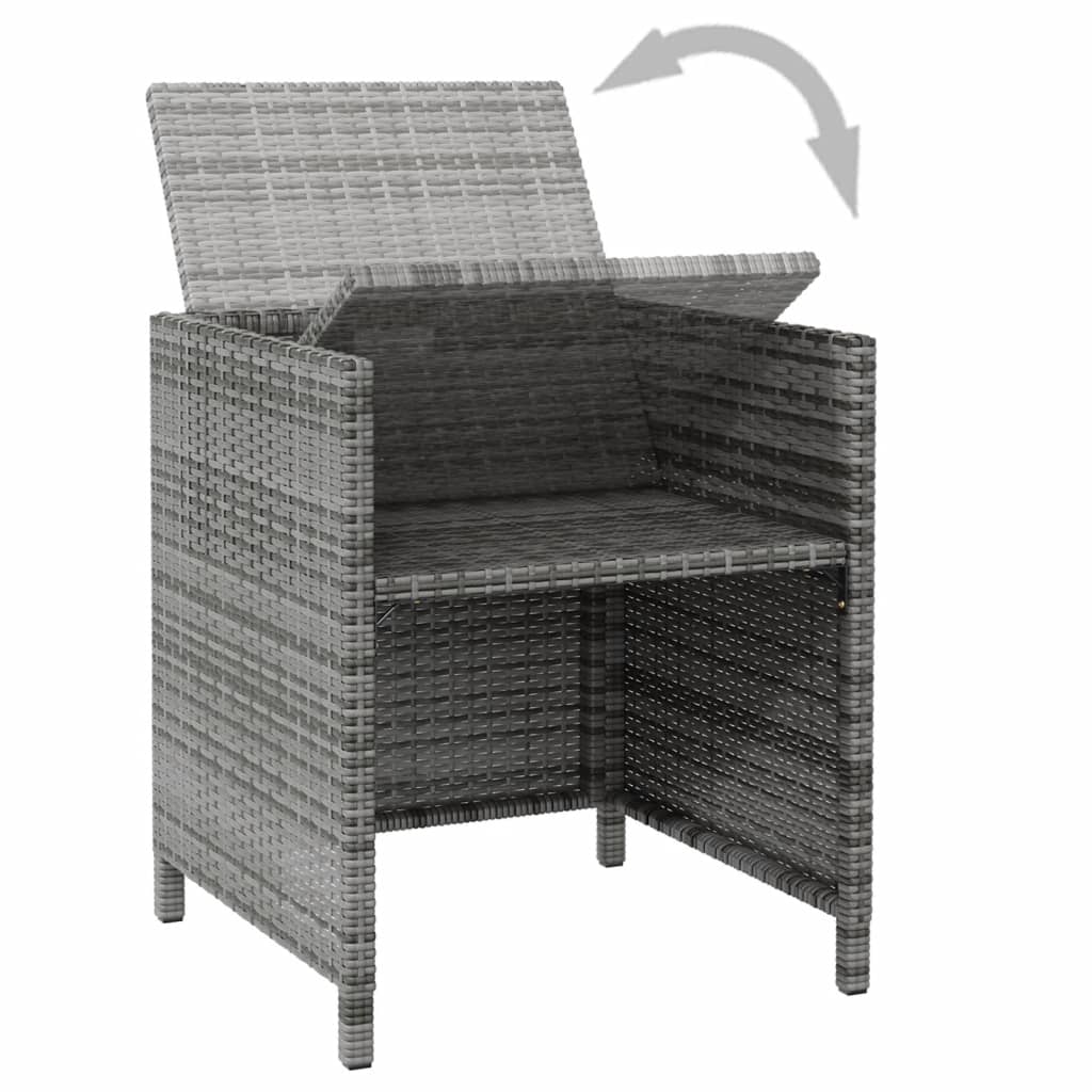 4 Piece Garden Chair and Footstool Set Grey Poly Rattan