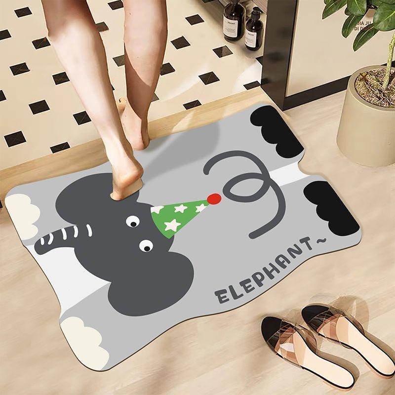 

Мультяшный зверек, мягкий диатомовый ил, впитывающий коврик для пола в туалете, нескользящий коврик для ванной комнаты, коврик для входной двери, милый коврик для пола в туалете 40X60cm 15.7X23.6in