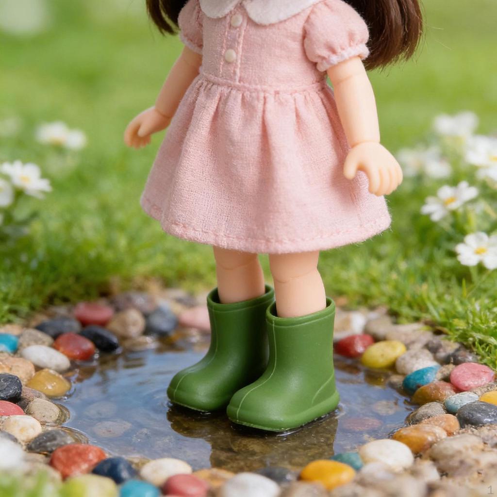 Doll Miniature Shoes Handmade Silicone Footwear Nonslip Decorative Rain Boots Toy Accessory Set
