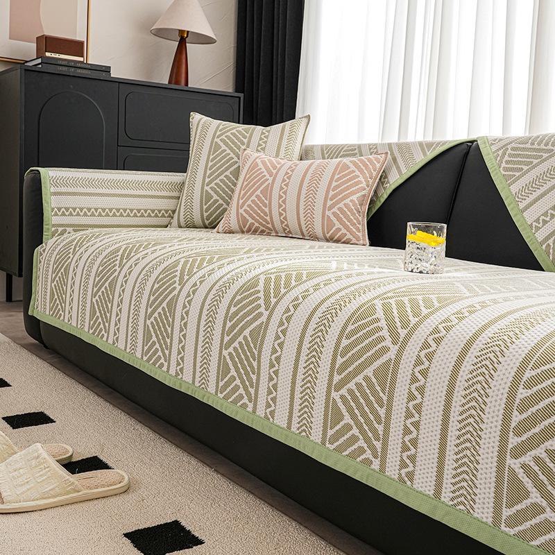 Sofa  New Leather Sofa Backrest Cloth Towel One Piece Combination Sofa Seat Cushion Popular Straight Row Light Luxury