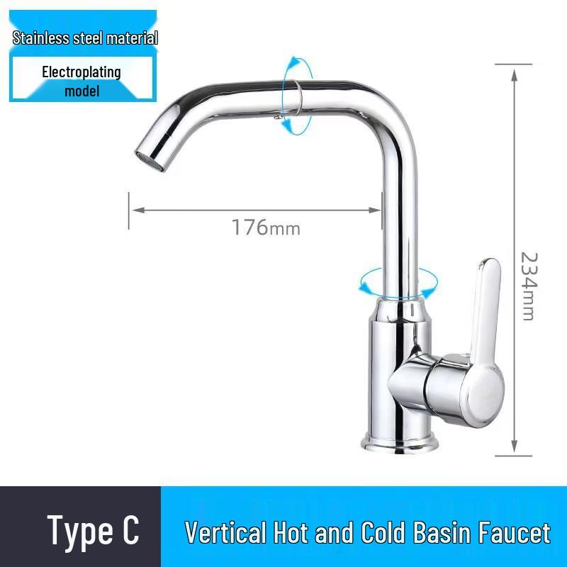 TLXT Stainless Steel Hot & Cold Swivel Kitchen Faucet