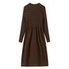 Taillenbetonendes Strickkleid für Damen Einfarbig Lässig Midilang Pullover A-Linien-Pulloverkleid für Herbst und Winter