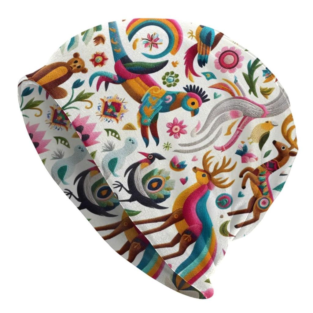 Custom Mexican Flower Skullies Beanies Caps Unisex Winter Warm Knitting Hat Women Unisex Cool Adult Bonnet Hats Outdoor Ski Cap