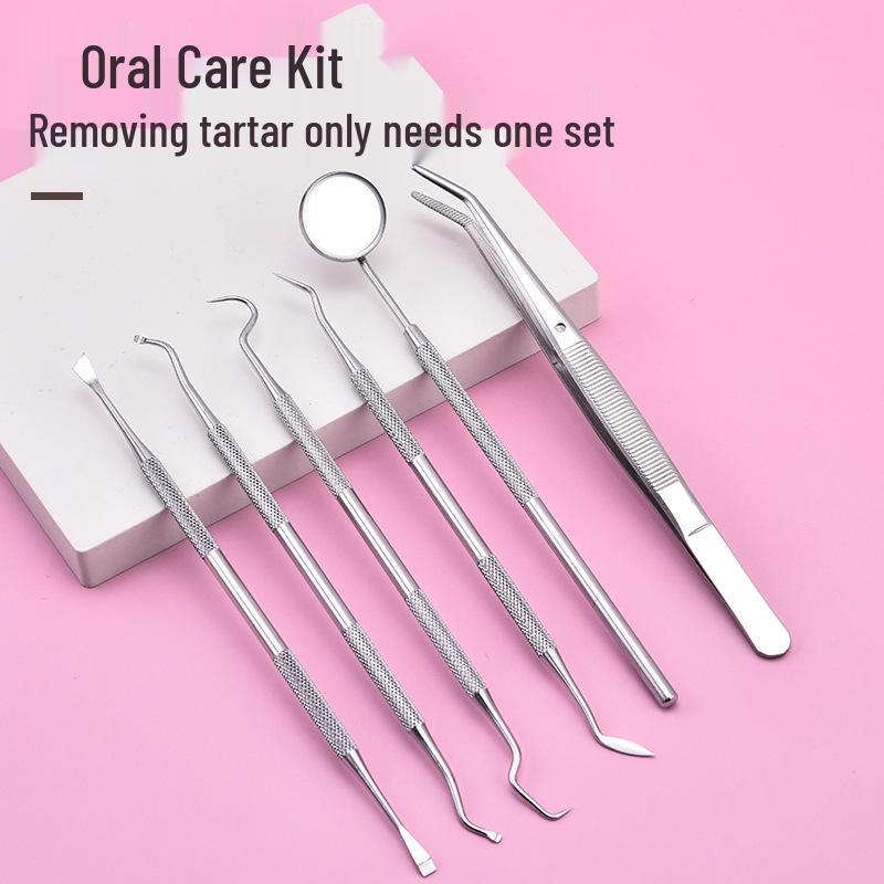 Stainless Steel 6-Piece Oral Care Set: Teeth Cleaning & Tartar Removal Tools