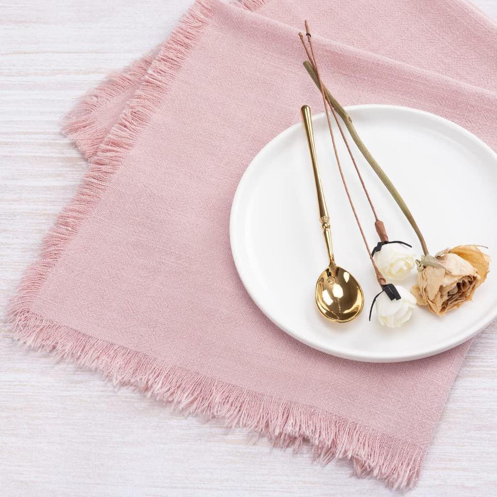 Sub-Cotton Linen Napkin with Tassels for Elegant Dining & Photography Decor