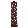 Women's new European and American style sleeveless turtleneck retro polka dot knitted dress