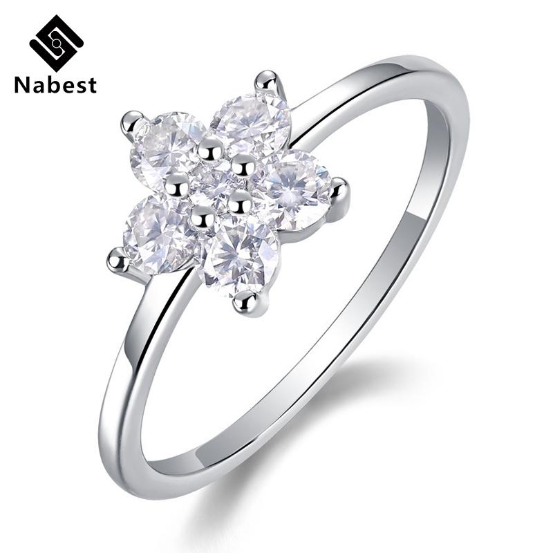 Nabest Women CopperFine Jewelry Manufacturer VVS1 D Color Moissanite Daisy Flower Ring Engagement Wedding Rings
