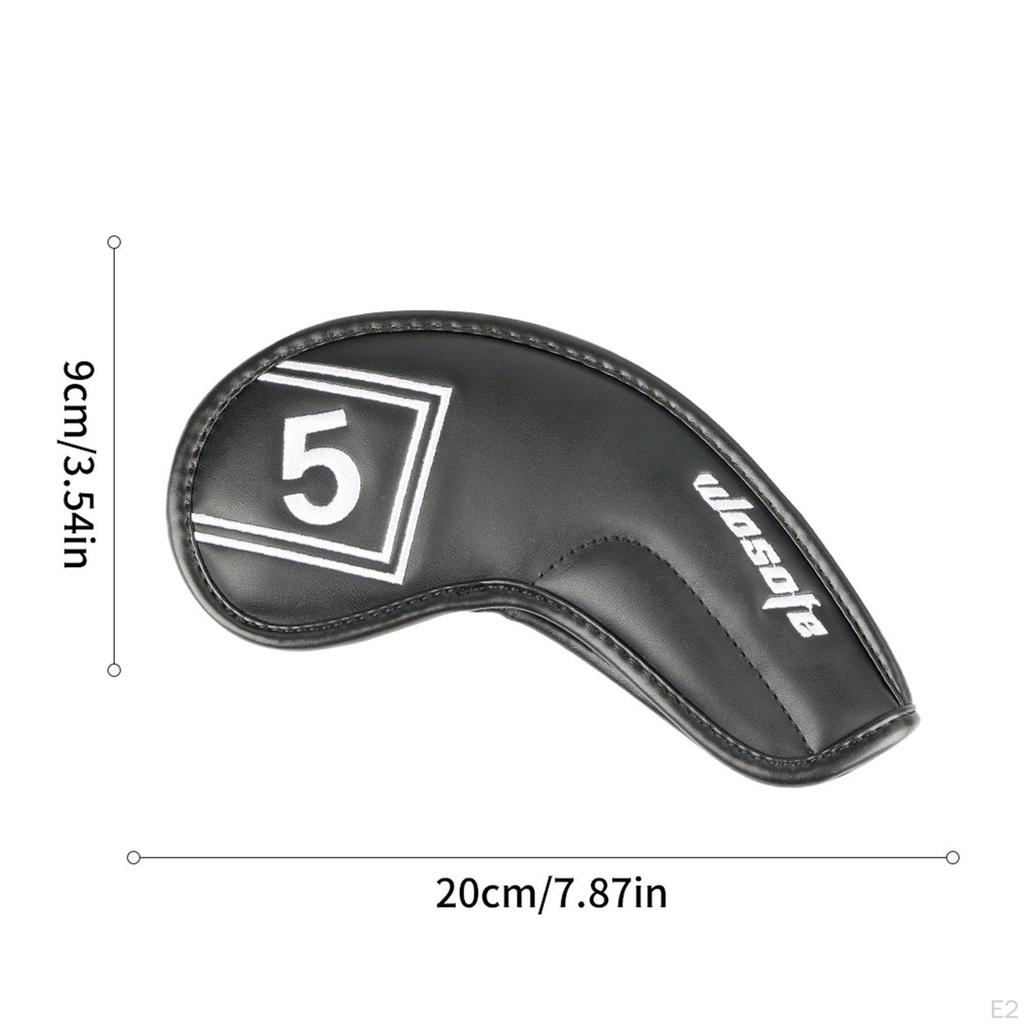 9 Pieces Golf Club Head Cover for Irons Protective Sleeve Waterproof PU Leather Headcover