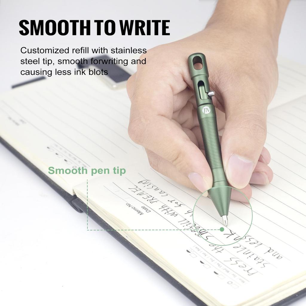 ThruNite Mini Ballpoint Pen Keychain EDC Pocket Ballpoint Pen Smooth Writing Great Gift for Office Work Construction Dark Green -