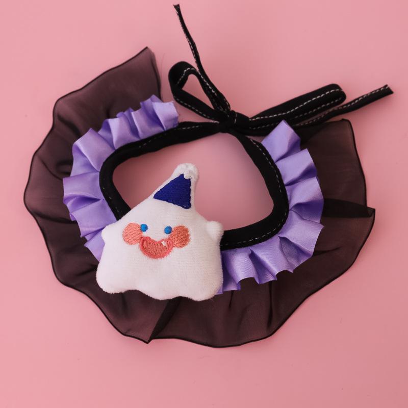 Halloween Pet Cat Collar Kitten Dog Drool Towel Accessories Lace Pumpkin Bat Wings Bow Suitable for Dogs Cats Necklace All Sizes