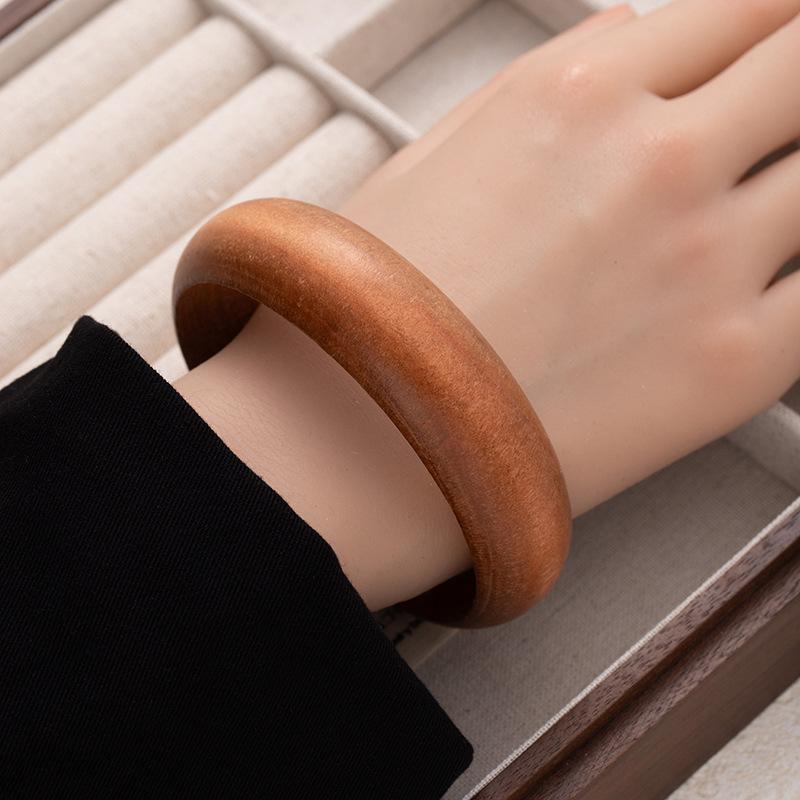 New Chinese Retro Ethnic Style Wood Literary And Artistic Safety Bracelet High-End Sense Simple Niche Solid Wood Bracelet Bracelet Bracelet