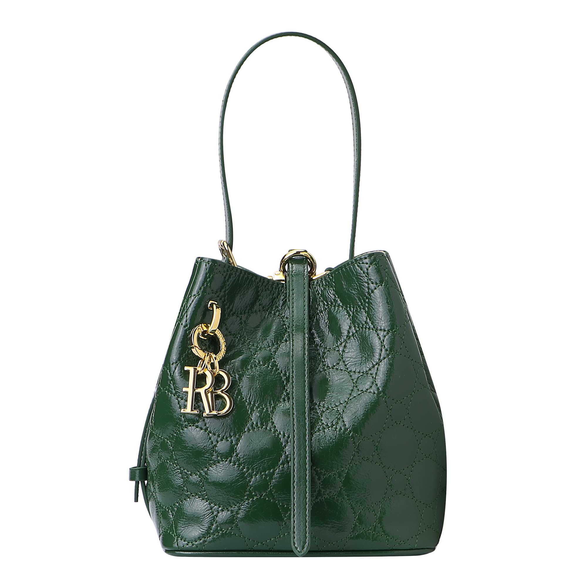 

[Royal Bagger] Women s Fashion Retro Bucket Bag, Genuine Cowhide Leather Small Handbag, Elegant Shoulder Crossbody Purse 3266 (Green)