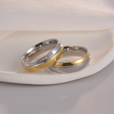 Gold Silver Two-Color Stainless Steel Couple Ring For Women Fashion Trend Titanium Steel Finger Ring For Men Engagement