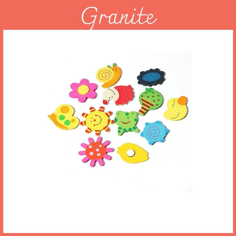 Zeitloses 12-teiliges Holz-Cartoon-Tier-Kühlschrankmagnet-Set für Kinder, Bildungszwecke