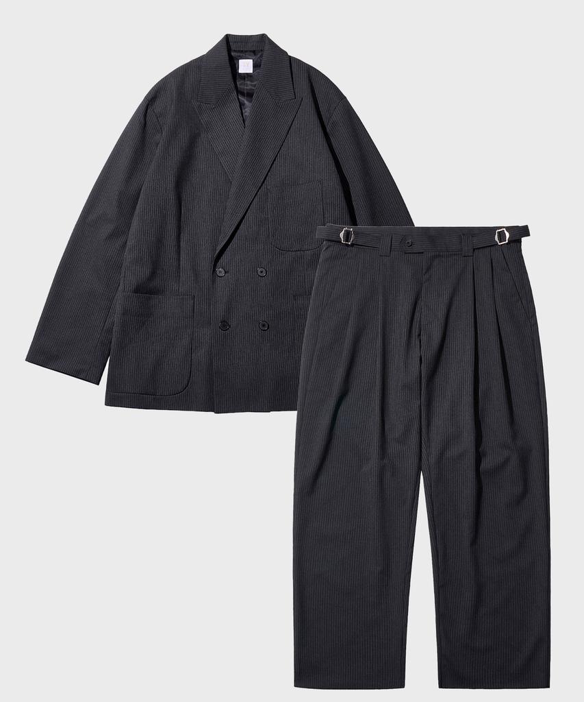 Ty Classic Striped Double Jacket Set, Charcoal