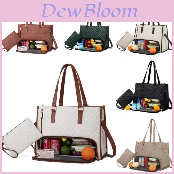 Urban Minimalist Pu Tote Bag With Insulated Lunch Box And Laptop Storage For Daily Use