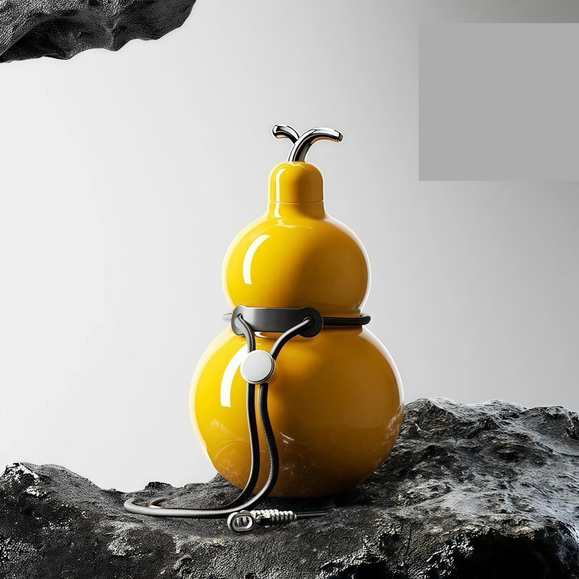 

1Pc Gourd Thermos Cup Stainless Steel Portable Kettle High Quality Large Capacity Drinking Utensils Light Luxury High Sense 300ml жёлтый