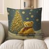 Home Decor Two Teddy Bears On Sled By Christmas Tree Pattern Cushion Cover Suitable For Sofa Bedroom Car Pillow Cover