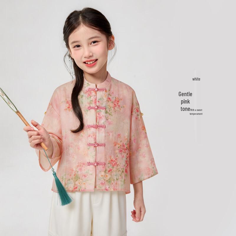 Girls' New Chinese Style Rose Cardigan