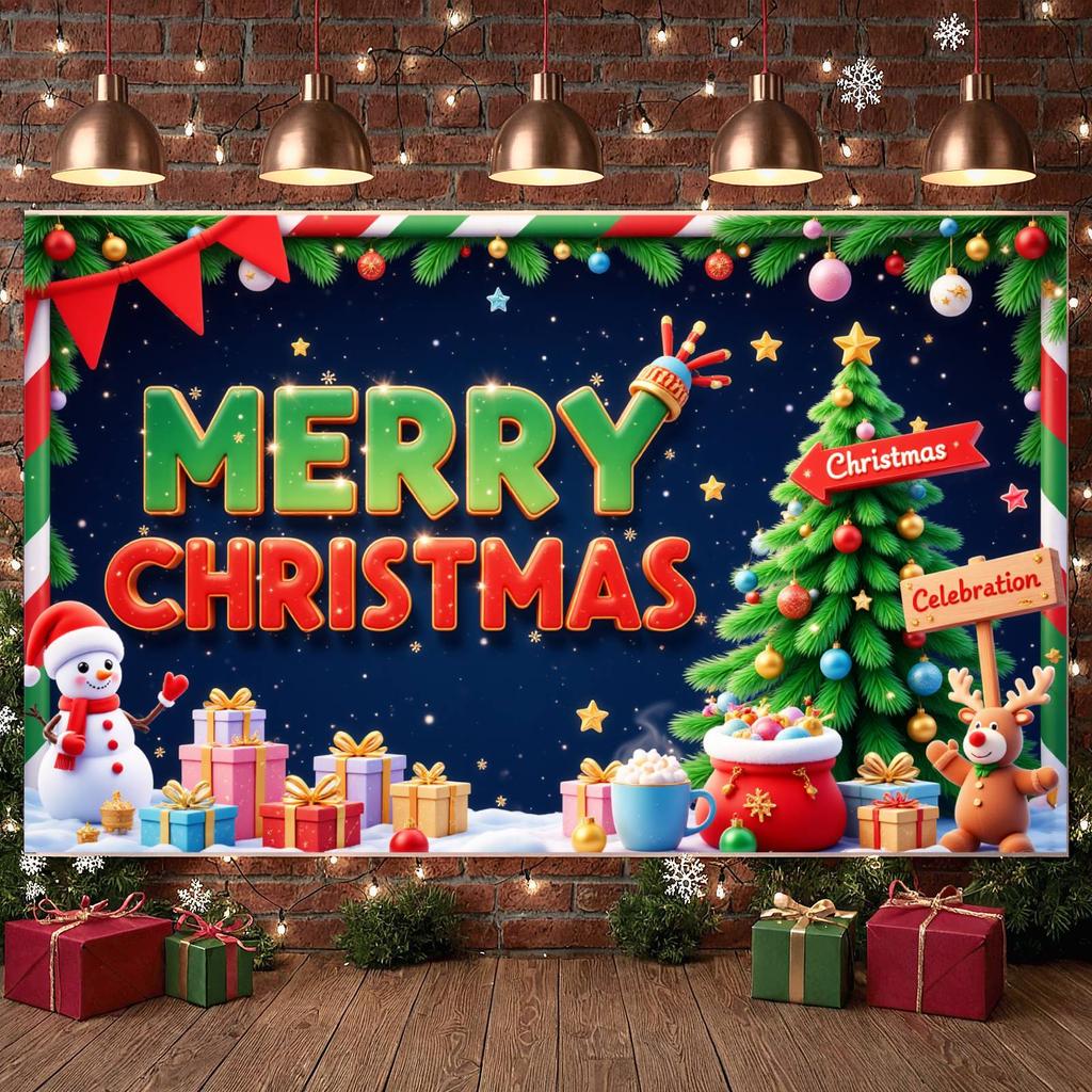 Weihnachtsbanner Winterliches Weihnachtsschmuckbanner Weihnachtsveranstaltungsbanner Schneemannmotiv Für Schulveranstaltung Feiertag Innen
