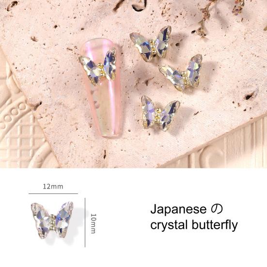 10 Pièces Décor Faux Ongles Brillant Art Tridimensionnel Ne Décolore Pas DIY Cristal Manucure Artisanat Ongle Papillon