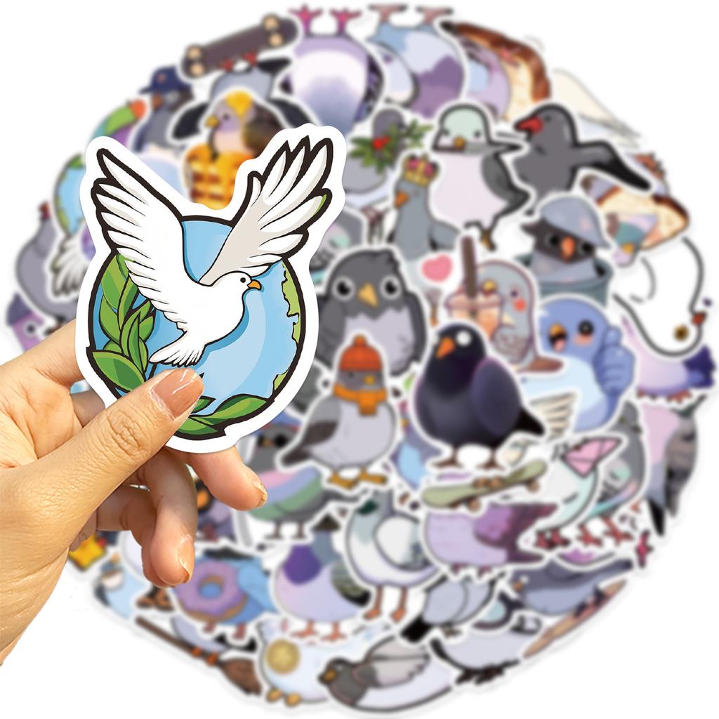 50 Cartoon Pigeon Doodle Stickers Guitar Notebook Suitcase DIY Waterproof Stickers