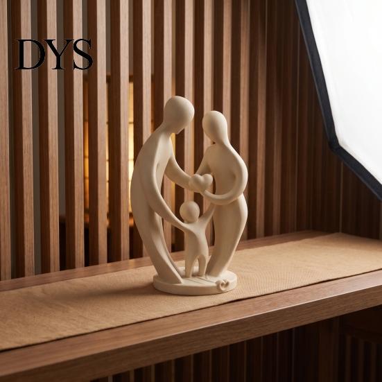 Modern Art Pieces for TV Cabinet 3D Printed Family of Three Figurine, Abstract Parent Child Bond Minimalist Home Ornaments Shelf Sculpture,