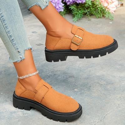 Mode Plateau PU Leder Slipper Schuhe Damen Casual Flats Britischer Stil Student Vielseitige Uniformschuhe Mode Einzelne Schuhe 2024
