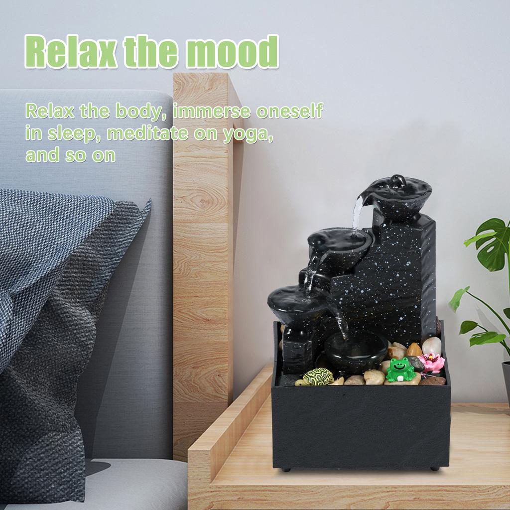 Tabletop Waterfall Decoration Relaxation Meditation Desktop Fountain with Light Office Decorative Creative Flowing Water Ornamen
