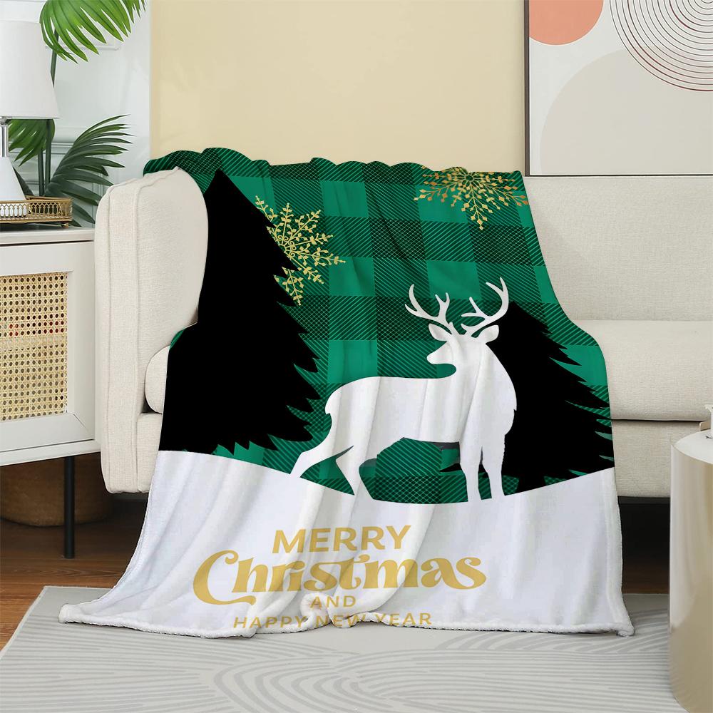1PC Throw Christmas Reindeer Red Plaid Flannel Blanket Xmas Holiday Throw Soft Warm Festival Decor Lucky Blankets Pefect Gifts