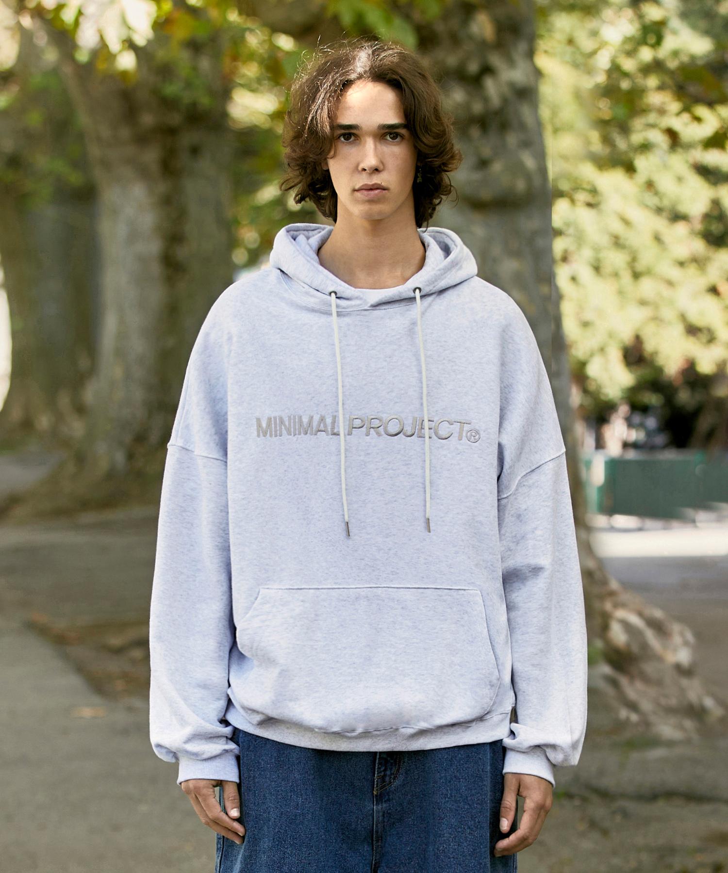 Minimal Project Oversized Logo Embroidered Hoodie Mht118 [Ash Gray] Ash Gray/Xl