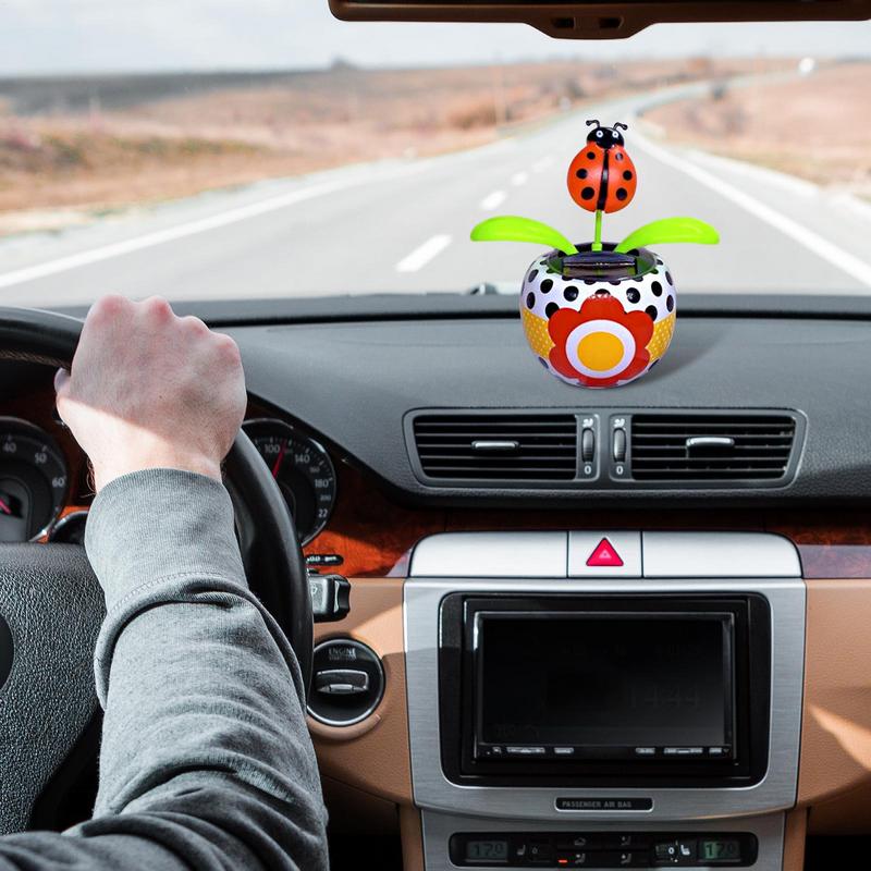 Solar Powered Dancing Flower Sunflower Solar Ornament Shaking Head Car Ornaments for Home Bedroom Dashboard Decoration