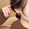 Retro autumn and winter coffee earrings women's niche design high-end stud earrings temperament versatile commuting fashionable earrings