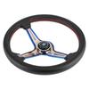 350mm 14in for NARDI Style 6 Bolt Half Dish Black Perforated Leather Racing Steering Wheel W  Horn