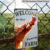 2D Flat - 1pc Holiday Plaque | Wall Mount Welcome To The Funny Farm Cheerful Vibrant Playful Cartoon Chicken Peeking Around Fence Aluminum Signs Wall
