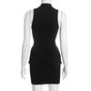 European & American Women's Winter Solid Slim Fit Round Neck Sleeveless Mini Dress