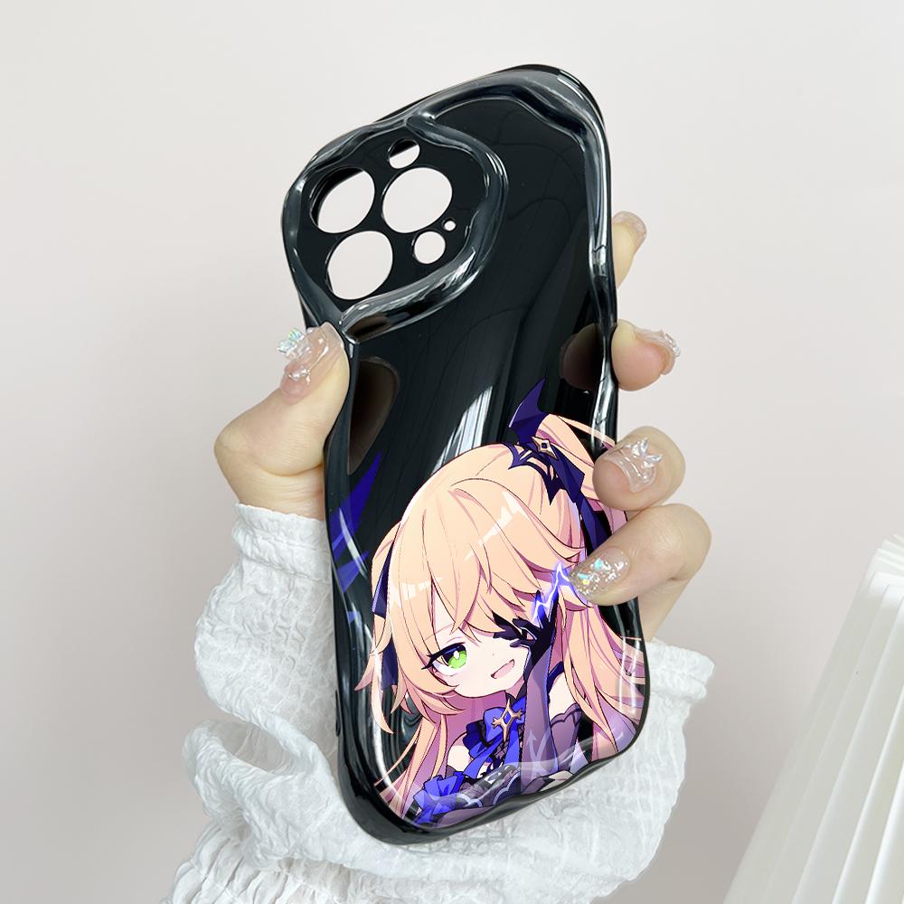 Model drăguț de desene animate Carcasă cu textura cremă cu margine ondulată Husă din silicon moale pentru telefon pentru OPPO Reno Realme