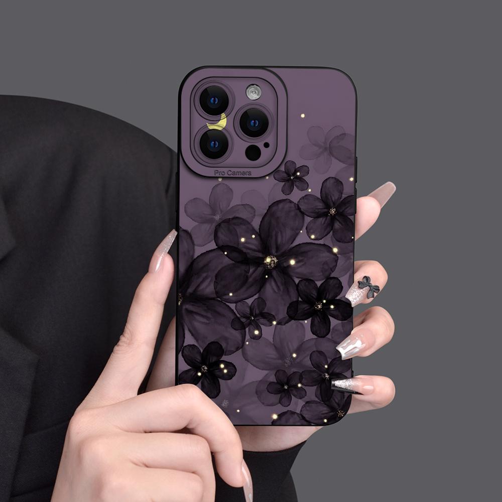 

Dark Floral Pattern with Sparkle Accents Art Phone Case for iPhone 17 16 15 14 13 12 11 Series Pro Max Plus iphone 11 Pro