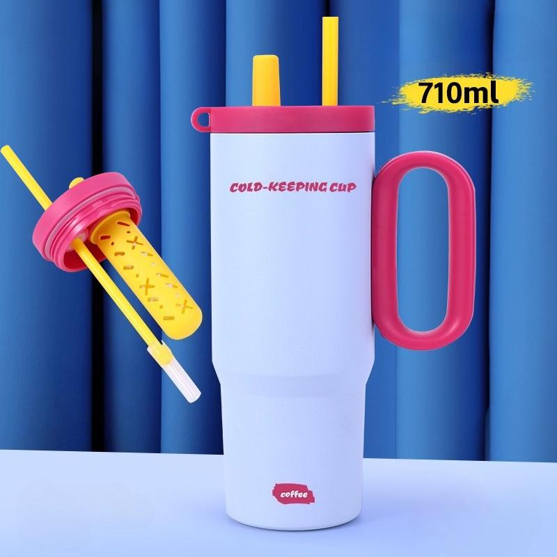 

710ml Stainless Steel Thermos Mug Thermos Cup for Girls Cold and Hot Double Wall Insulated Cup Coffee Tumbler Car Travel Mug 710ML