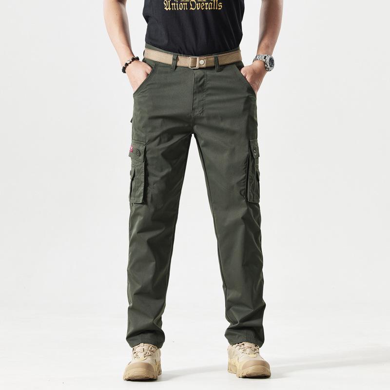 

Men s Slim Fit Straight Leg Cargo Pants - Versatile Multi-Pocket Casual Wear 38 армія зелений колір