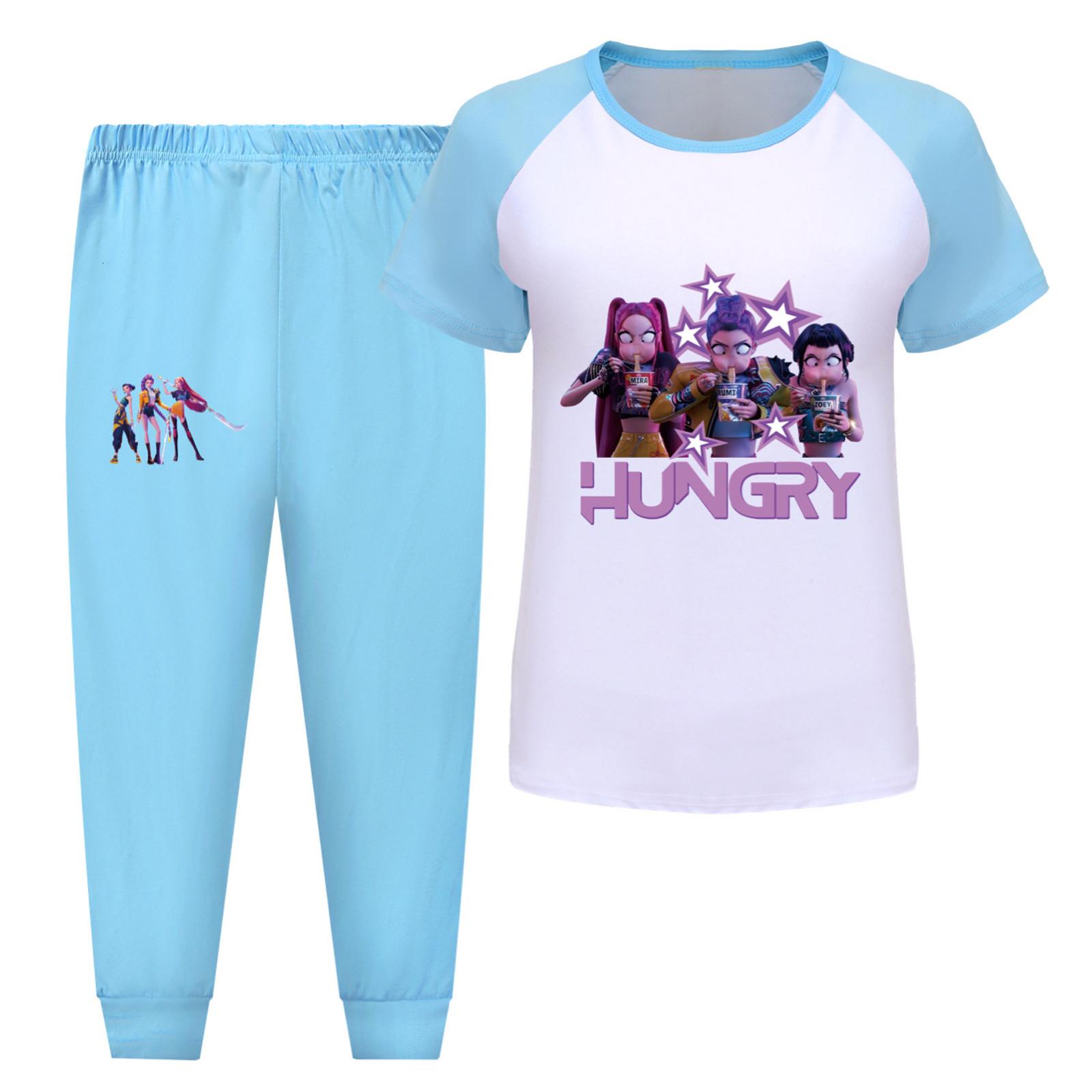 

Children s Summer Sports T-shirt And Pants Two-piece Sportswear Set Short-sleeved Printed Clothing Suit 140