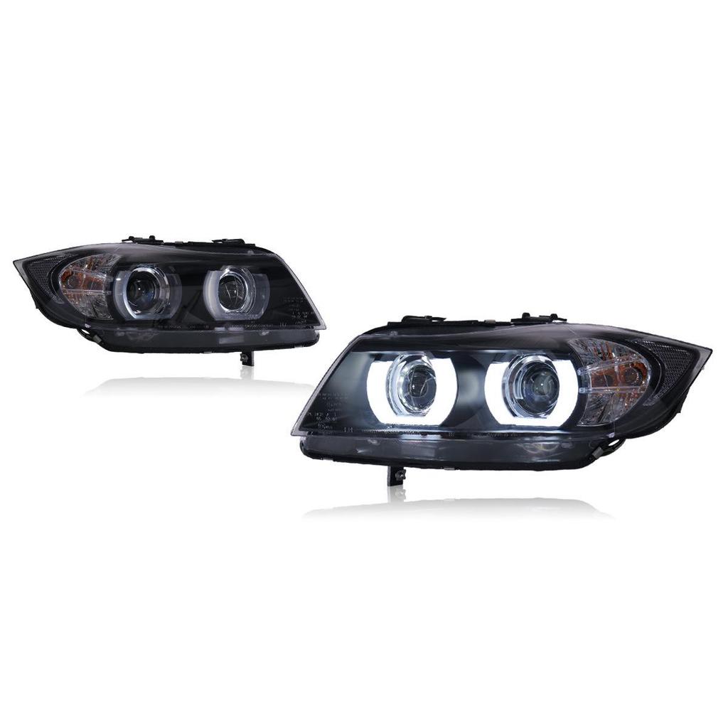 LED Angel Eye Lens Headlight Assembly for BMW 3 Series E90 (2005-2012) with Daytime Running Lights & Turn Signals