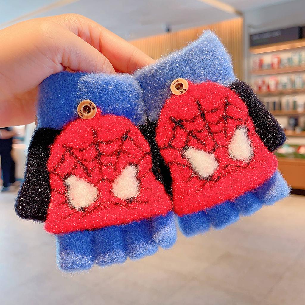 Marvel Kinderhandschuhe Winter Warm Halbfinger Fäustlinge Jungen Mädchen Spider-Man Iron Man Captain America Cartoon Schreibhandschuhe