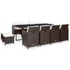 13 Piece Garden Dining Set with Cushions Poly Rattan Brown